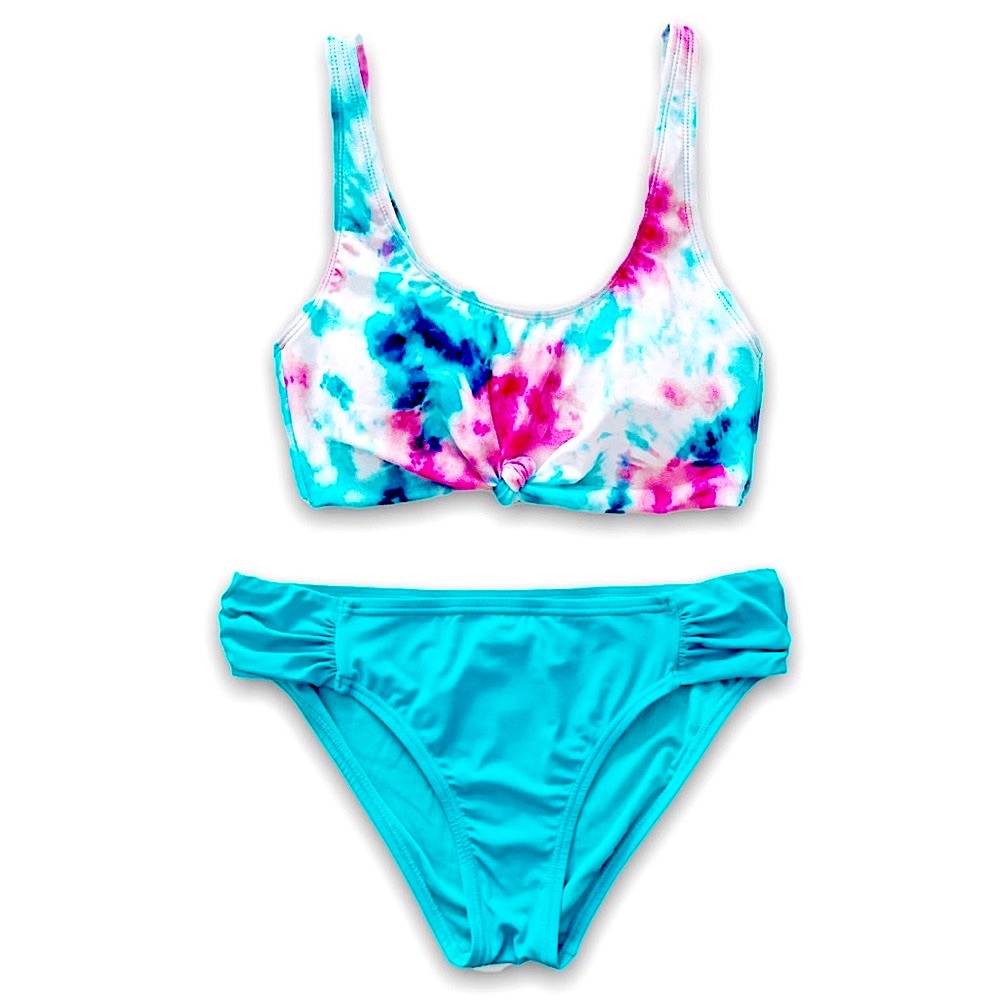 Knot Front Tie Dye Bikini Swimsuit